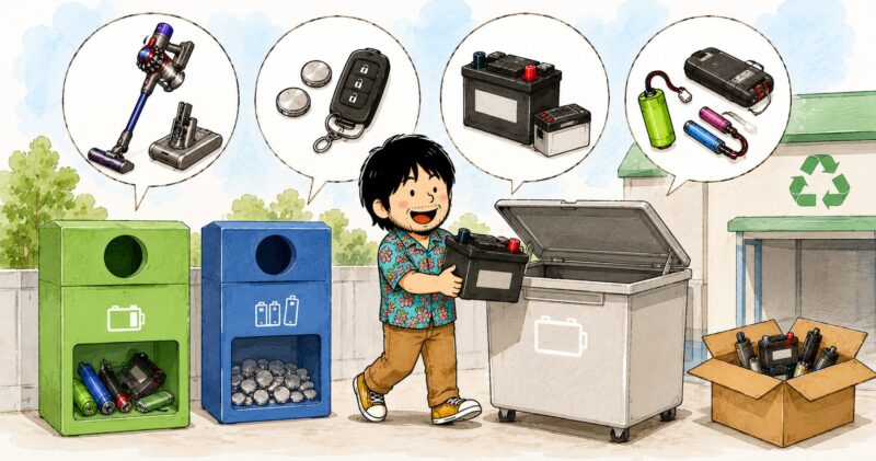 古いバッテリーの捨て方【ここ意外と大事です】